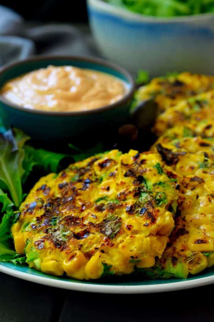 Vegan Corn Fritters with MapleChipotle Sauce The Stingy Vegan