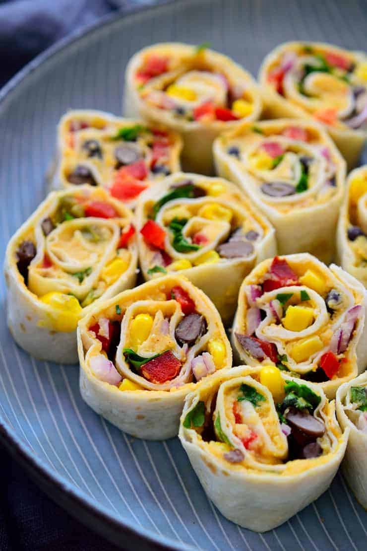 These Mexican tortilla roll ups are vegan and make a great easy snack or appetizer. They’re super quick to make and perfect to throw together before having guests over. 