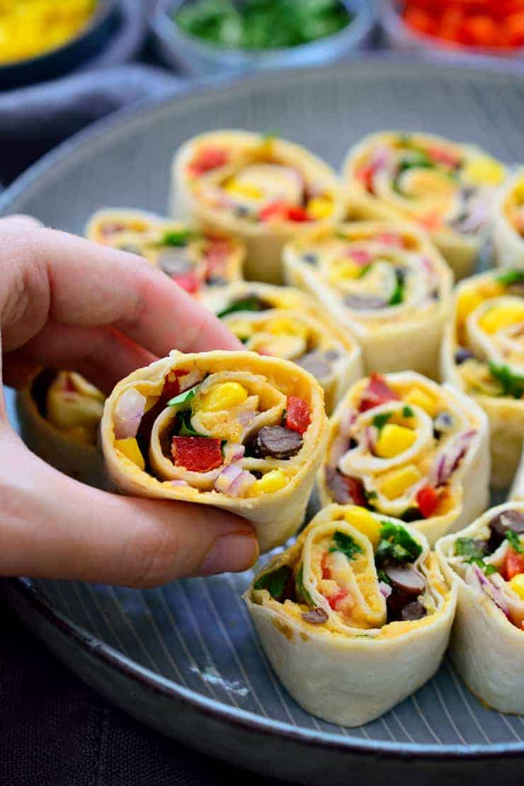 These Mexican tortilla roll ups are vegan and make a great easy snack or appetizer. They’re super quick to make and perfect to throw together before having guests over. 