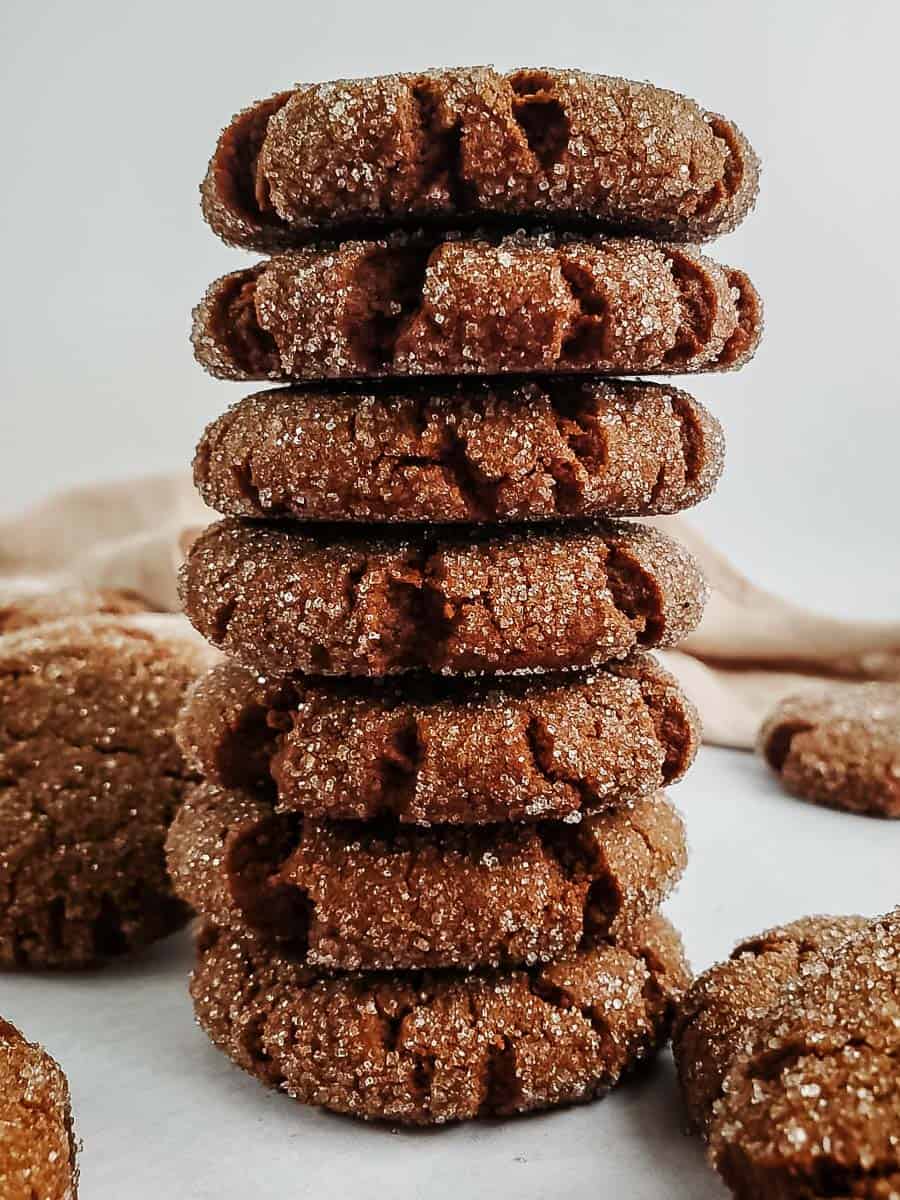 A tall stack of ginger molasses cookies.